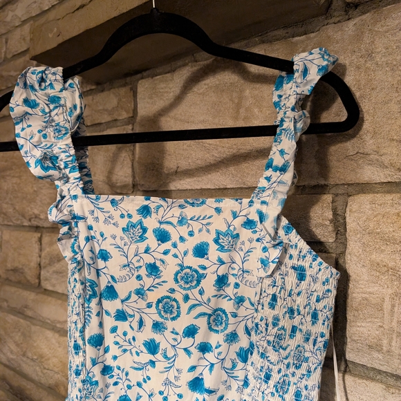 Draper James Blue and White Floral Midi Dress - Picture 4 of 9